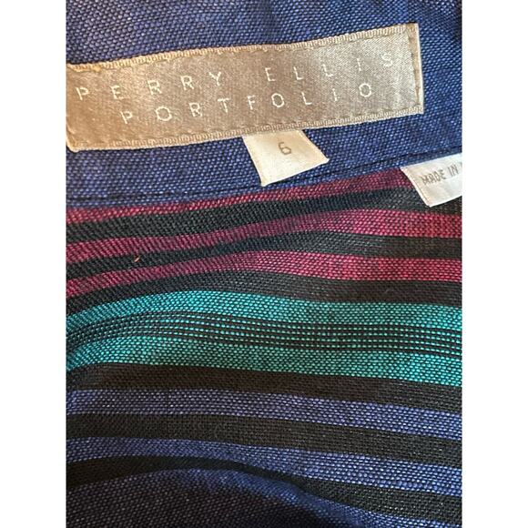 Perry Ellis Portfolio Vintage Stripe Skirt Jacket Suit Set - Picture 8 of 16